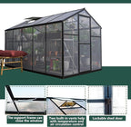 Large Walk-in Clear Polycarbonate Greenhouse with Rain Gutters & Adjustable Roof Vent - Sturdy Aluminum Frame Outdoor Plant House for Vegetable, Flower & Garden Growth-Outbuilding (6x10 ft)