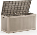 EasyUp 120 Gallon Deck Boxes Waterproof, Outdoor Large Storage Boxes with Lids, Outside Resin Storage Box & Deck Boxes for Patio, Garden Use（Gray）