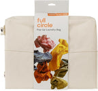Full Circle Loads of Fun Collapsible Laundry Bag – Pop-Up Laundry Basket for Dirty Clothes & Towels– Organic Cotton with Long Handles - Ideal for Travel & Collapsing - Perfect for Bedroom or Dorm