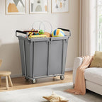 Large Laundry Hamper with Wheels, 360L Rolling Big Laundry Basket for Clothes Storage, Heavy Duty Extra Large Rolling Laundry Cart with Handle, Steel Frame, Waterproof Liner,95.1 Gallons,Grey