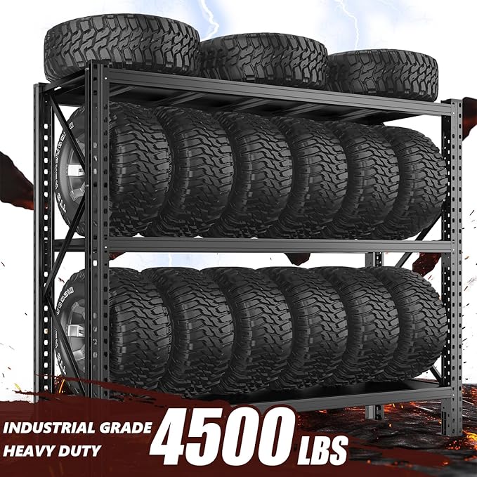 Heavy Duty Metal Shelving Unit - Industrial Grade Adjustable Shelves - 67" W x 19.6" D x 63" H - 4500 lbs Load Capacity Shelf for Garage, Workshop, Basement