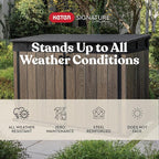Keter Signature Collection All Weather Outdoor Storage Shed – Durable Resin Garden Shed with Built‑in Ventilation, & Lockable Double Doors – Walnut Finish