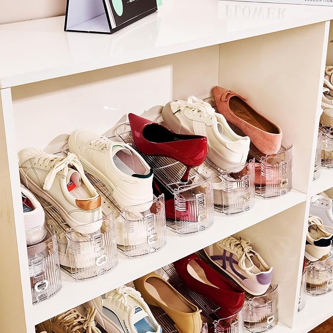 Adjustable Shoe Slots Organizer,36PACK Transparent Shoe Stackers Shoe Rack Holder Shoe Space Savers Double Layer Stack Shoe Racks for Closet Organization(Transparent)