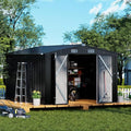 COMHOMA Shed Outdoor Storage Shed Metal,Lockable Doors Tool Sheds with Sloping Roof,Steel Garden Shed with Air Vent for Backyard,Patio,Lawn,Poolside(Grey,10'x12')