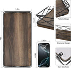 Toilet Paper Basket Holder, 13" Toilet Tank Tray, Wood and Metal Toilet Tray Vanity Organizer Bathroom Tray, Kitchen Sink Organizer for Soap Dispenser (Brown+Black)