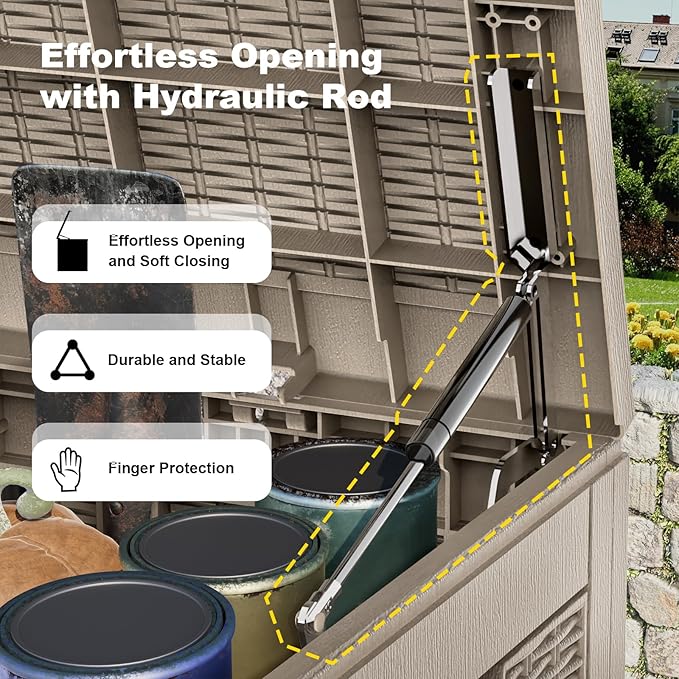 EasyUp 120 Gallon Deck Boxes Waterproof, Outdoor Large Storage Boxes with Lids, Outside Resin Storage Box & Deck Boxes for Patio, Garden Use（Gray）