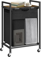 Laundry Sorter, Laundry Basket with 1 Pull-Out Removable Oxford Fabric Bag, 1 x 18.3 Gallons, Total 69L, Cloth Laundry Hamper with a Top Shelf 20"x13" (Black and Rust)