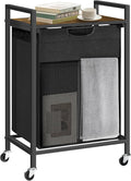 Laundry Hamper with Shelf, Laundry Basket with 1 Pull-Out Removable Bags, 1 x 18.3 Gallons(69L), Metal Frame, Lockable Wheels, for Laundry Room and Bedroom