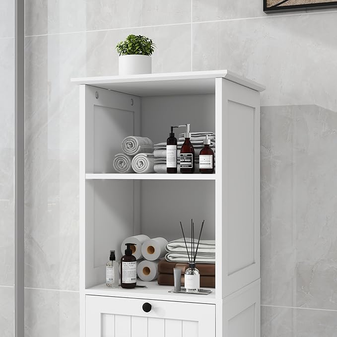 Compact Laundry Sorter Cabinet with Tilt-Out Basket Drawer White, Durable Easy to Assemble Space-Saving Design for Bathroom Laundry Room Balcony Narrow Spaces