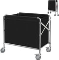 Commercial Laundry Cart with Wheels Collapsible Laundry Cart (400L), 12 Bushel Heavy Duty Industrial Rolling Baskets Trucks with Steel Frame and Waterproof Oxford Cloth, 300 Lbs Weight Capacity