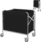 Commercial Laundry Cart with Wheels Collapsible Laundry Cart (400L), 12 Bushel Heavy Duty Industrial Rolling Baskets Trucks with Steel Frame and Waterproof Oxford Cloth, 300 Lbs Weight Capacity
