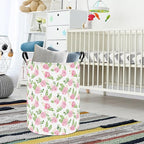 QUEENLALA Large Storage Basket,Laundry Hamper/Bathroom/Home Decor/Collapsible Round Storage Bin,Boys and Girls Hamper/Boxes/Clothing(Round-Pink roses)