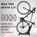 Foldable Vertical & Horizontal Bike Rack - Space-Saving Floor Bike Stand for Garage/Indoor Storage, Tool-Free Assembly Fits 24"-29" Mountain/Road Bikes (66lb Capacity) No Drilling