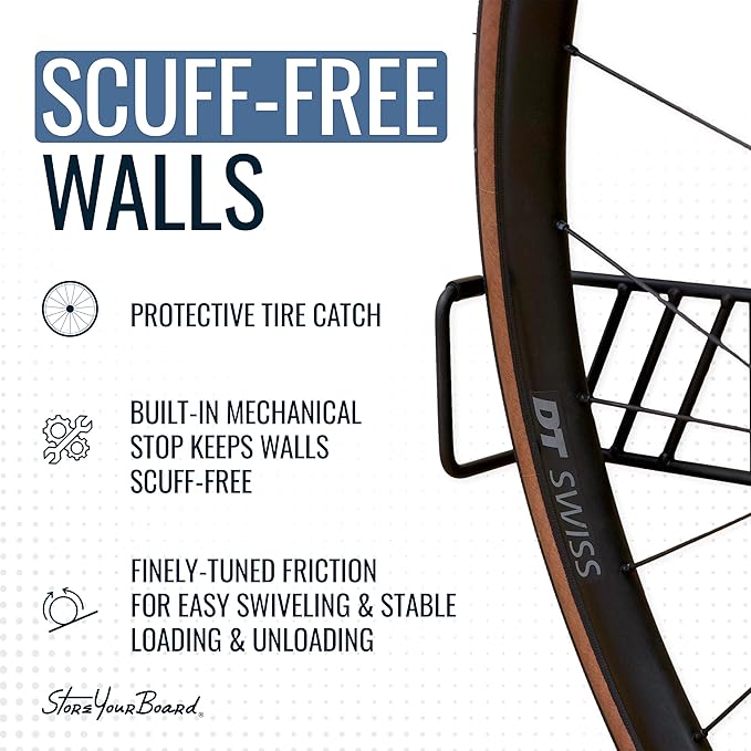 StoreYourBoard SwivelStow Bike Rack Garage Storage Rack 4 Pack - 4 Road & Gravel Bike Wall Mounts - Heavy Duty Bike Hanger - No-Lift Bike Rack Garage Storage Rack - Holds 70 lb Capacity