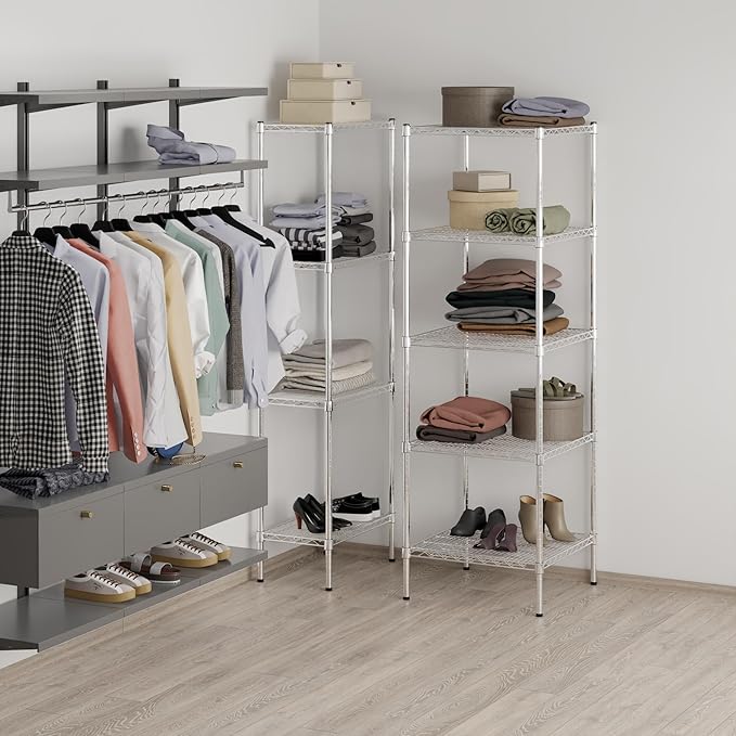 24" Deep x 24" Wide x 74" Height Wire Shelving Kit | 5-Tier | NSF Commercial Storage Rack Unit