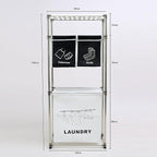 3-Tier Laundry Sorter Hamper with 4 Removable Oxford Fabric Bags, Heavy-Duty Iron Frame, Waterproof MDF Shelves, Side Hooks, 23.2"L x 11.4"W x 53.5"H