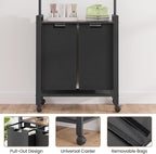 Laundry Sorter 2 Section Rolling Hamper with Hanging Rack & Wheels, Rustic Brown Laundry Basket Organizer for Laundry Room