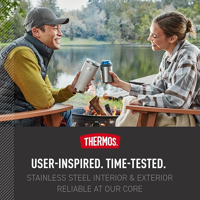 THERMOS ICON SERIES, Beverage Can Insulator - 12 Ounce, Granite - Vacuum Insulated Stainless Steel