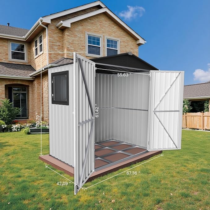 6' x 4' Outdoor Storage Shed, Sturdy Metal Building w/Floor and Operable Window for Garden, Backyard, Poolside and Lawn, White