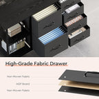 6 Drawer File Cabinet with Charging Station Rolling Printer Stand with Open Storage Shelf Fabric Lateral Filing Cabinet for Home Office,Black