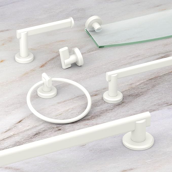 Gatco 5486 Locke Glass Shelf, Matte White/Wall Mounted 20.13" X 5.38" Tempered/Floating Rectangle Glass Shelf for Bathroom