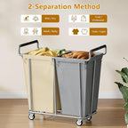 Large laundry hamper with Wheels, 2 Bag 360L Big Rolling Laundry Basket Sorter Cart, Extra Large Laundry Clothes Hamper, Heavy Duty Laundry Basket Organizer for Laundry Room,Bathroom
