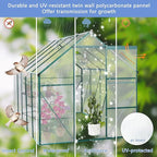 6X10FT Greenhouse for Outdoor, Polycarbonate Greenhouse with Raised Base and Anchor, Heavy-Duty Walk-in Green House with Adjustable Roof Vent and Gutter System for Patio,Backyard (Green, 6X10FT)