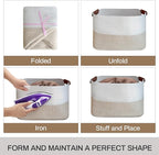 Small Cotton Rope Storage Basket with Leather Handles, 15 "L x 11.5" W x 7.5 "H, Home Decor Basket, Durable & Stylish Organizer for Home.(Small Light Khaki)