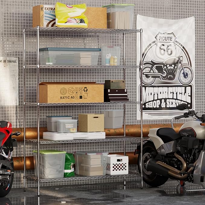21" Deep x 60" Wide x 86" Height Wire Shelving Kit | 5-Tier | NSF Commercial Storage Rack Unit