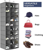 coastal rose Hanging Shoe Organizer for Closet, 30 Sections Hanging Closet Organizers and Storage Shelves Space Saving Shoe Rack Holder Hanger, Grey, 17''W×11.5''Dx 48''H