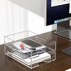 HIIMIEI Paper Organizer for Desk, Acrylic Paper Tray, Clear Letter Tray Desk Stackable Organizer Tray for School, Home, Office 2 Tiers