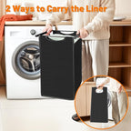 Laundry Hamper, Laundry Sorter with 3 Pull-Out Removable Oxford Fabric Bags Cloth Laundry Basket 3 x 10 Gallons (Black and Rustic Brown)