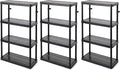 Gracious Living 4 Shelf Fixed Height Medium Duty Storage Unit 14 x 32 x 54.5 Organizer System for Home, Garage, Basement, & Laundry, Black (3 Pack)