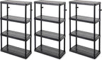 Gracious Living 4 Shelf Fixed Height Medium Duty Storage Unit 14 x 32 x 54.5 Organizer System for Home, Garage, Basement, & Laundry, Black (3 Pack)