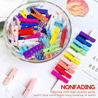 Mini Clothes Pins for Photo, Small Colored Clothespins 100 Pack Wooden Rainbow Colorful Picture Clips with 32 FT String for Crafts, Little Baby Shower, Display Artwork, Hanging Decorative Tiny Cards