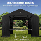 Best Choice Products 10x8ft Outdoor Storage Shed, Carport, Canopy Shelter, Dual Doors & Windows, Metal Frame, Weather-Resistant, Perfect for Storing Motorcycle, Bike, Garden Tools – Black