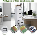 Aobabo 4 Drawer Filing Cabinet with Wheels, Lockable Metal File Cabinet with Name Card for Office and Home,Required Assembly,White