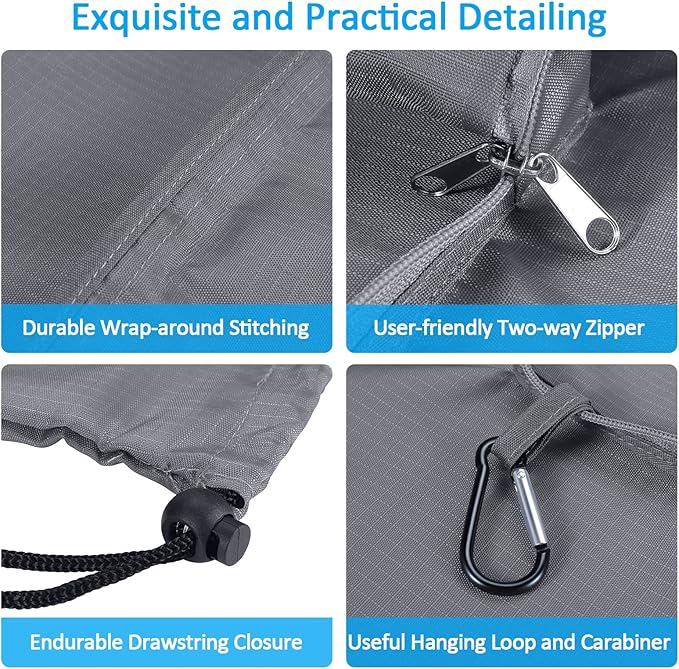 GOGOODA Travel Laundry Bags with Drawstring Closure XL Large Foldable Dirty Clothes bags with Handle Heavy Duty and Washable for College Dorm Travelling Camping, 2 Pack, Black & Grey