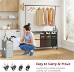 Tajsoon Laundry Sorter Cart with Hanging Rack, 5 Section Laundry Hamper, 246L (65 Gal.) Laundry Basket with Wheels, Removable Hamper Organizer for Dirty Clothes Bathroom Cloakroom, 5 Colors