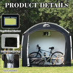 Happy Travel Bike Storage Tent Shed, Outdoor Waterproof Bicycle Covers Shelter with Window for 2/3/4/6/8 Bikes,Oversized Outside Portable Sheds for Lawn Mower,Garden Tools