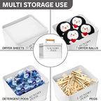 Calindiana Modern Farmhouse Metal Laundry Pods Holder Container with Lid for Laundry Room Decor and Accessories and Space Saving Organization and Storage, Holds 81 Laundry Pods, White