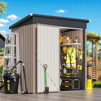 AECOJOY 5'x3' Outdoor Storage Shed with Floor Base, Small Metal Garden Sheds & Outdoor Storage Clearance with Waterproof Floor Included, 3x5 Tiny Utility and Tool Sheds for Backyard, Patio and Outside