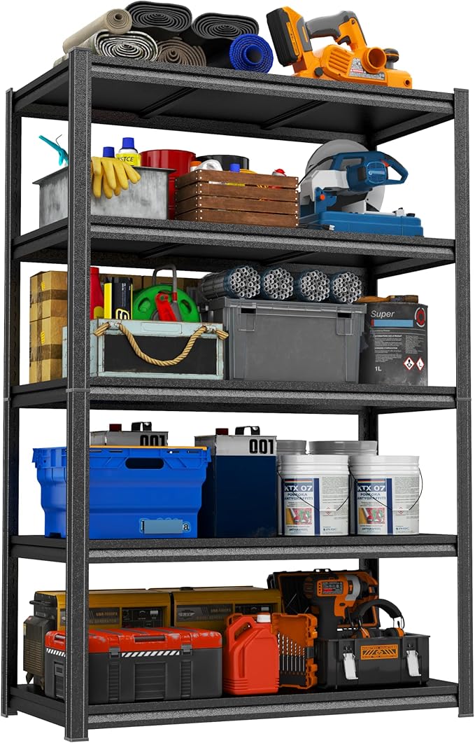 Storage Shelves Heavy Duty Garage Shelving Unit 2750 LBs, 5 Tier Adjustable Metal Shelf Industrial Storage Racks Utility Shelf Organiazation for Tools Garage Basement Warehouse 35.4"W*15.7"D*77.4"H