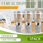 Umigy 1 Pack Triple Indispensable Dry Food Dispenser 67oz Each Capacity Cereal Container for Storage Preserving Dispensing Kitchen Rice Candy Nuts Dog Food Granola Snack Gumball Countertop (Silver)