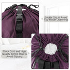 BeeGreen Laundry-Bag-Backpack-Heavy-Duty, Burgundy Nylon Drawstring Portable Laundry Backpack Foldable Extra Large Dirty Clothes Travel Bag College Dorm Apartment Essentials