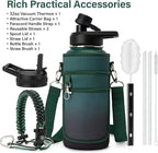 Insulated Water Bottle | Thickened Stainless Steel Vacuum Metal | Portable Sports Water Jug for Gym and Hiking with Straw, Carrier Bag, Handle Strap | BPA-Free 32 oz