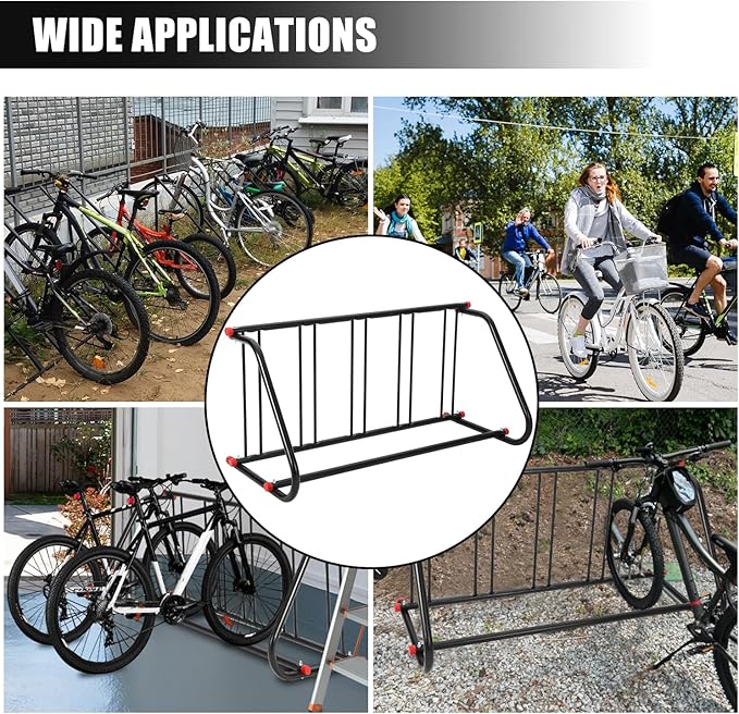 GAOMON Commercial Grid Bike Rack Stand, 5 Holders Capacity Heavy Duty Metal Floor Bike Stand Outdoor Bicycle Rack for Garage School Outdoor Parking Bike Shop, Single Sided
