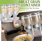 Umigy 1 Pack Triple Indispensable Dry Food Dispenser 67oz Each Capacity Cereal Container for Storage Preserving Dispensing Kitchen Rice Candy Nuts Dog Food Granola Snack Gumball Countertop (Silver)