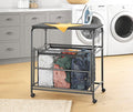 Whitmor Triple Laundry Sorter with Ironing & Folding Table - Rolling Laundry Sorter with Ironing Table - Gunmetal