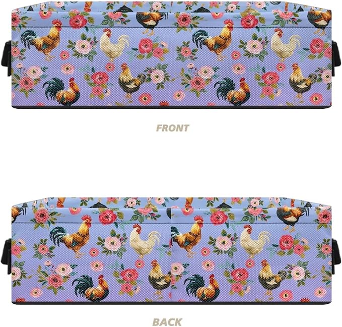 Bathroom Storage Basket Foldable Storage Bin with Handles for Easy Carrying, Rectangular Toilet Paper Organizer for Countertops Laundry Decor, Rooster Chicken Rose Blue Violet Gradient